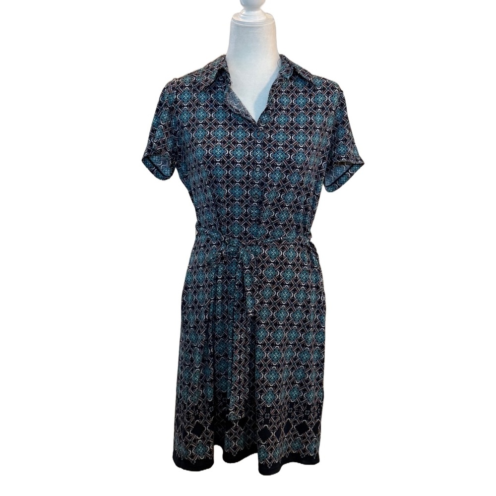 Max Studio Printes Button Down Collared Dress